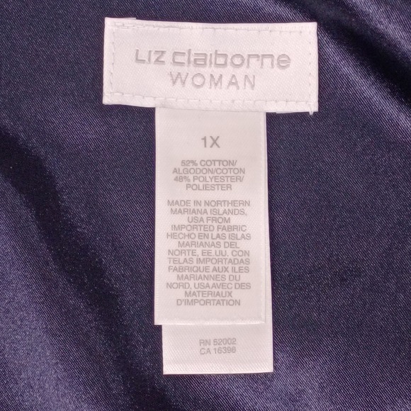 Liz Claiborne Woman Navy Corduroy Style Quarter Zip Pullover Top Plus Size 1X - Picture 5 of 14